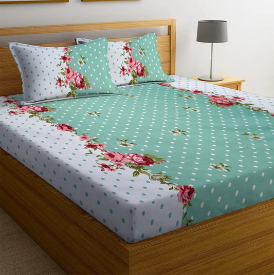Super soft glace cotton fitted bedsheet with elastic edges and two pillow covers, measuring 72x78 inches by 8 inches.