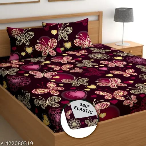 Super soft glace cotton fitted bedsheet with elastic edges and two pillow covers, measuring 72x78 inches with 8-inch depth.