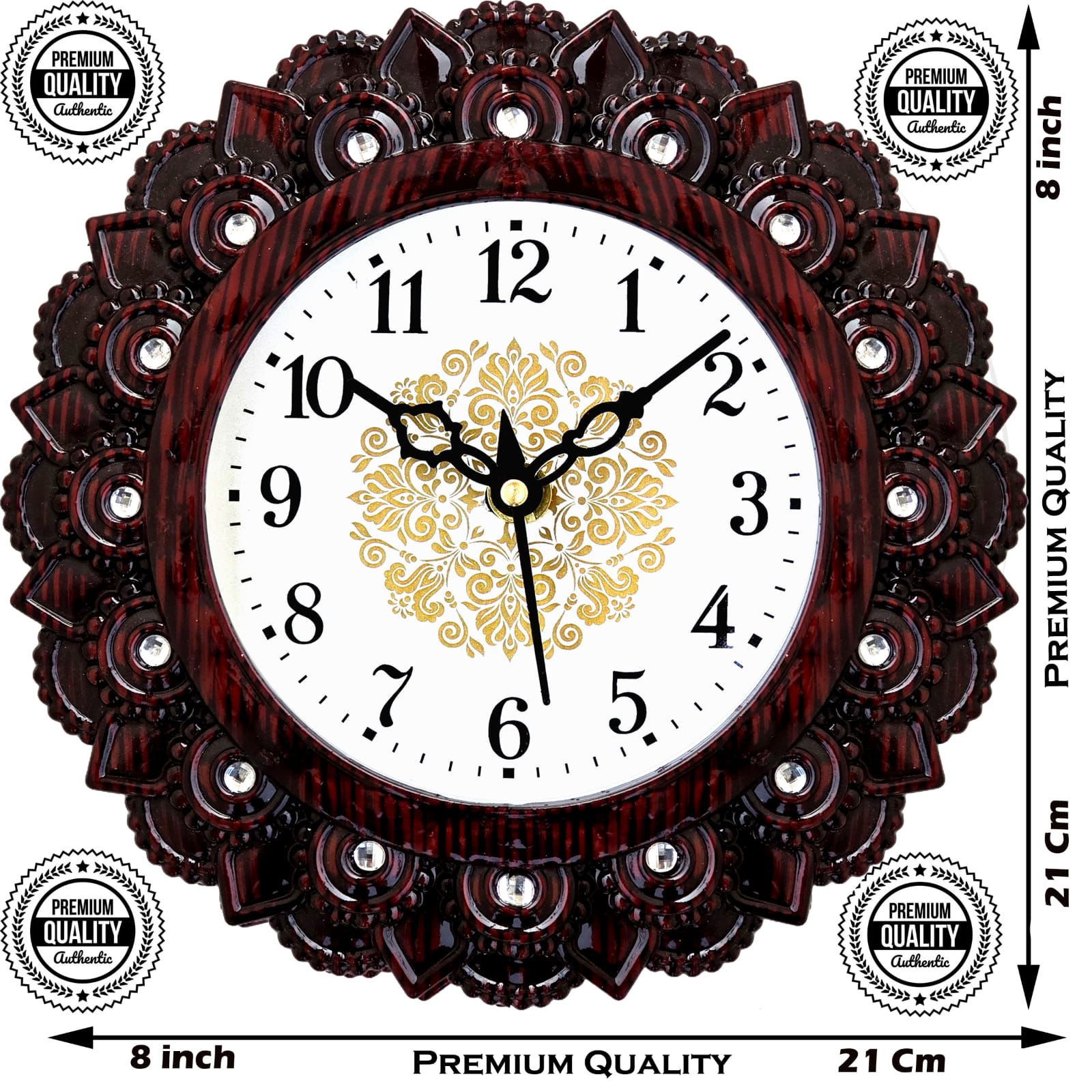 Modern wall clock with stylish design, black frame, and clear numeric dial for home decor and wall enhancement.