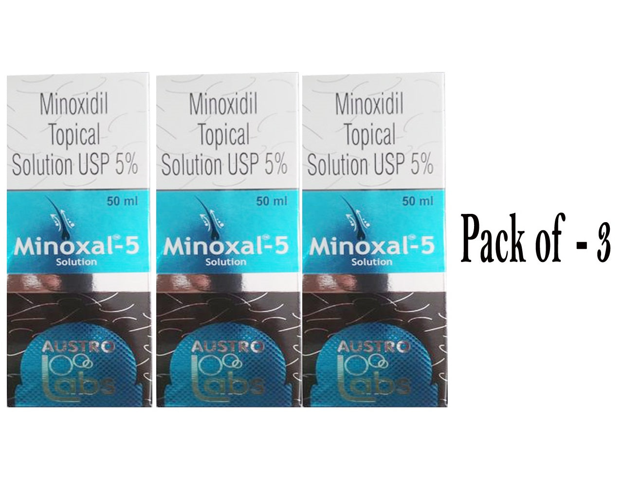 Austro Labs Minoxal hair serum in a 60ml bottle, designed to promote hair growth, shown in a clear image.