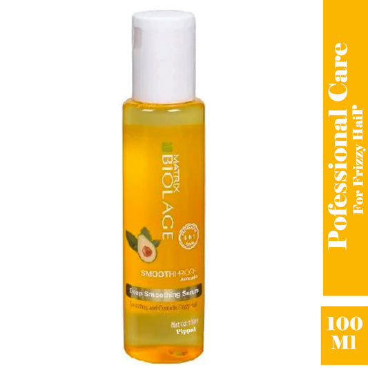 Biolage Deep Smoothing 6-In-1 Hair Serum for frizzy hair, 100 ml bottle, smooths and controls frizz with a lightweight formula.