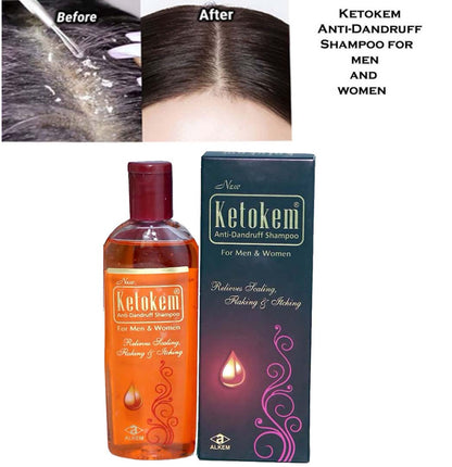Bottle of 110ml Ketokem anti-dandruff shampoo by 6255, showing the shampoo bottle with label and cap.