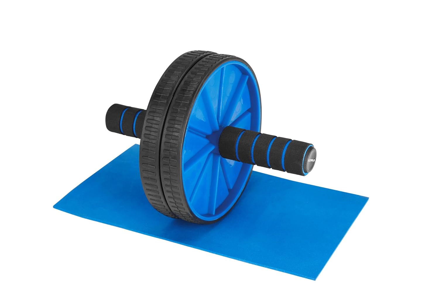 Blue and black 19226 ab wheel roller for men and women, used for stomach and abdominal workouts at home or gym.