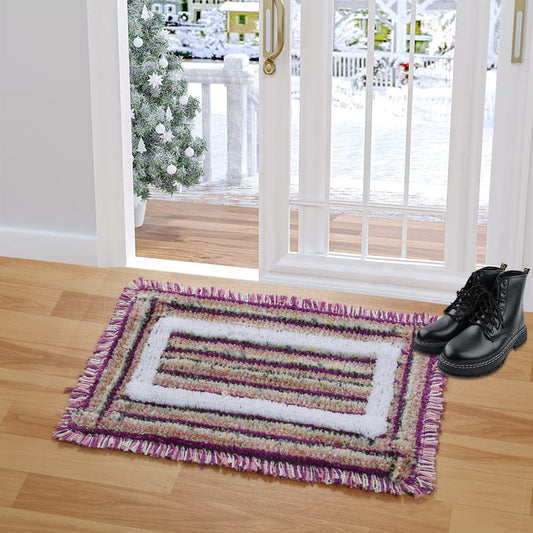 Set of two 40x60cm microfiber doormats with anti-skid backing, washable and ultra-soft for bathroom or entryway use.