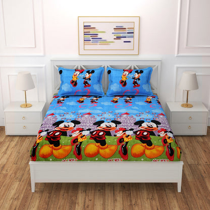 Soft microfiber double bedsheet with two matching pillow covers, featuring a comfortable and smooth fabric from brand 19676.