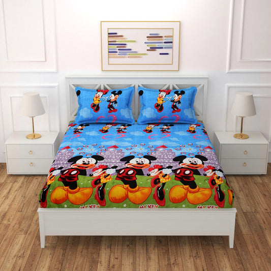 Soft microfiber double bedsheet with two matching pillow covers, featuring a comfortable and smooth fabric from brand 19676.