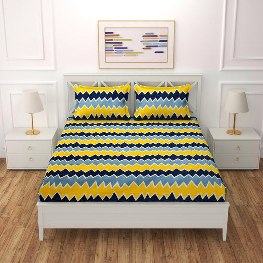 Soft microfiber double bedsheet with two matching pillow covers, featuring a smooth, comfortable fabric from brand 19676.