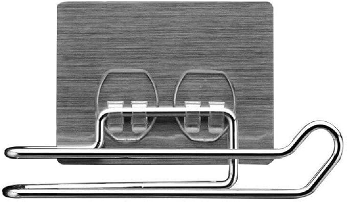 Stainless steel no drill self-adhesive toilet paper holder and towel rack for bathroom or kitchen, easy to install.