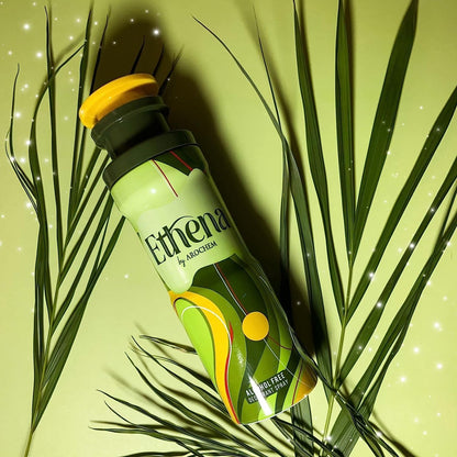 Ethena alcohol-free deodorant spray and concentrated attar perfume in 200ml bottle, featuring floral and herbal fragrance.