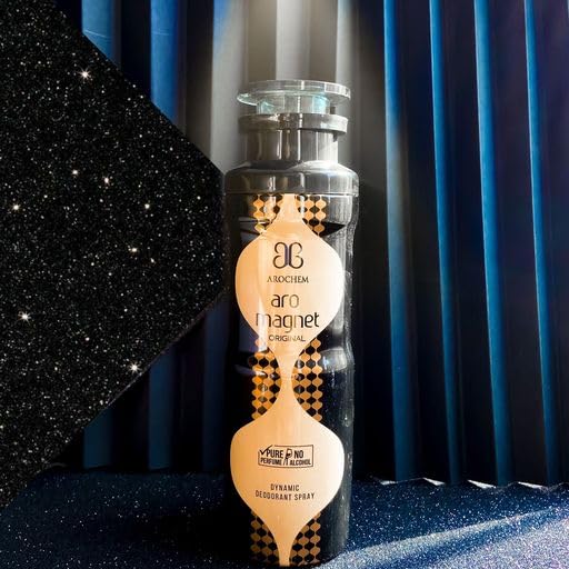 Two 200ml bottles of 6255 Aro Magnet alcohol-free deodorant spray with sleek packaging, ideal for everyday scent freshness.