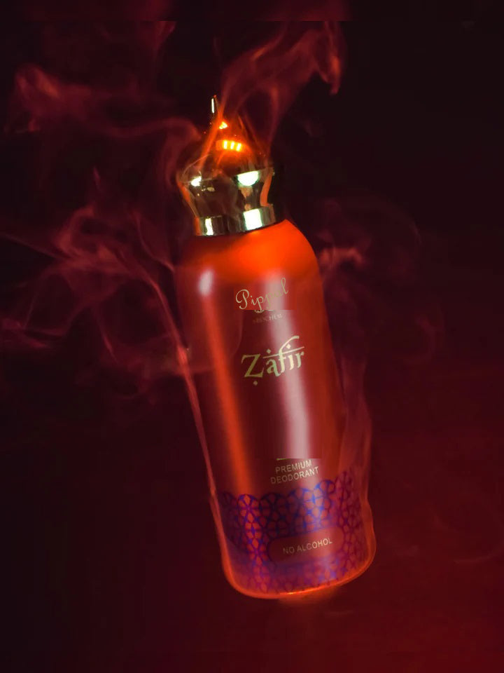 Zafir PREMIUM DEODORANT alcohol-free perfume spray, 200ml bottle, with a sleek design and fresh scent, designed for everyday use.