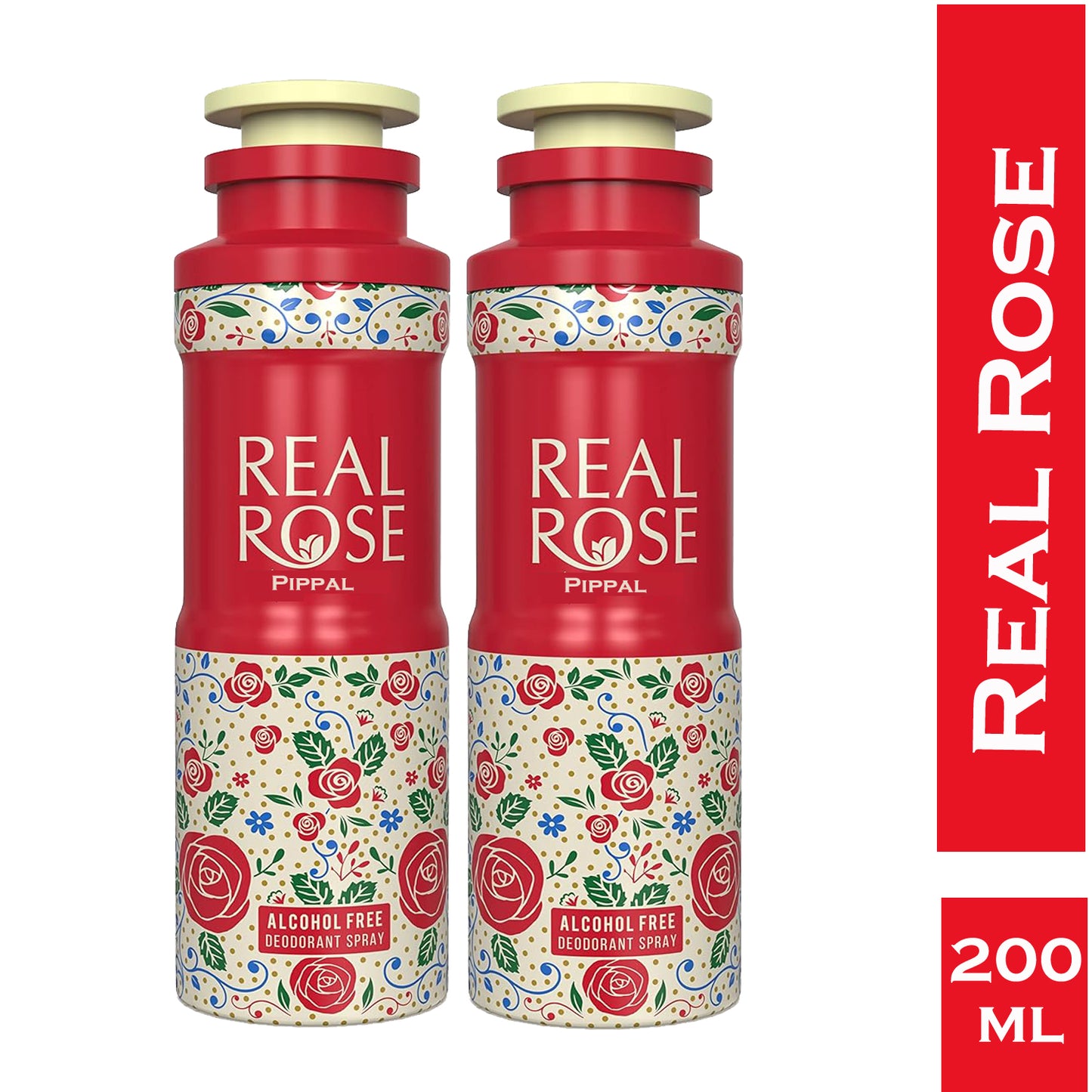 Real Rose alcohol-free deodorant spray by 6255, 200ml bottle, featuring floral rose scent in a sleek perfume-style packaging.