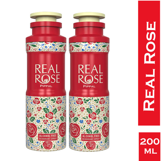 Real Rose alcohol-free deodorant spray by 6255, 200ml bottle, featuring floral rose scent in a sleek perfume-style packaging.