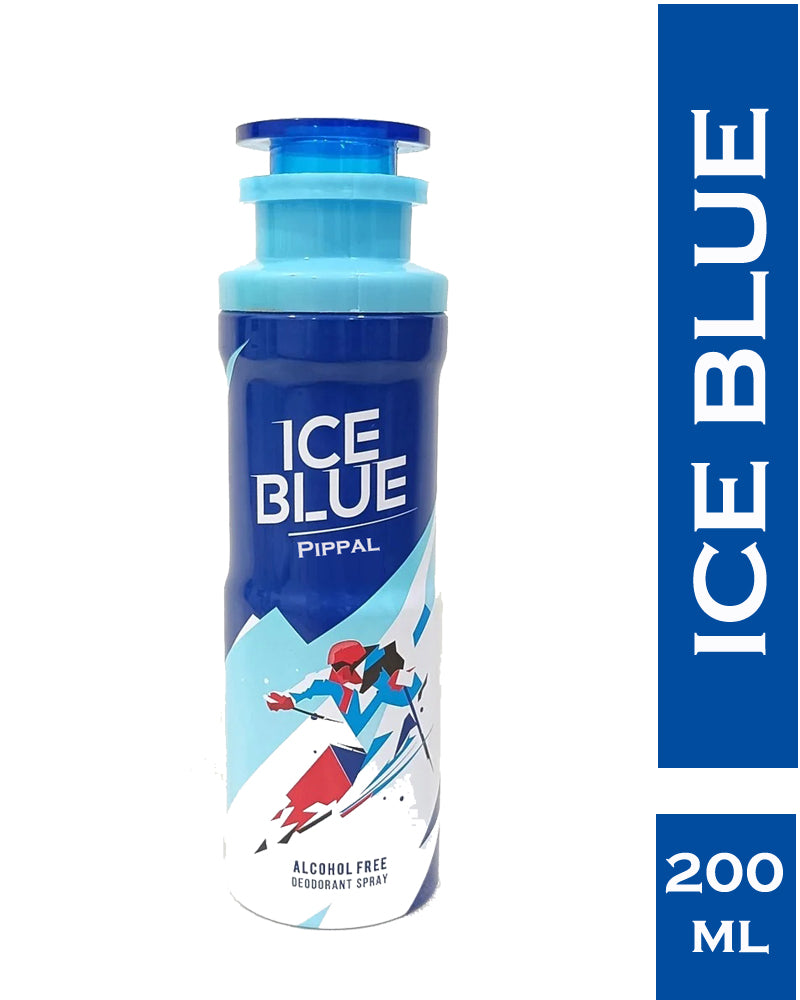 Ice Blue alcohol-free deodorant spray in 200ml bottle by 6255, featuring a sleek design and fresh, cooling scent.