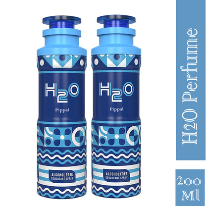 H2O alcohol-free deodorant spray by 6255 in a 200ml bottle, shown in a sleek, minimalist design.