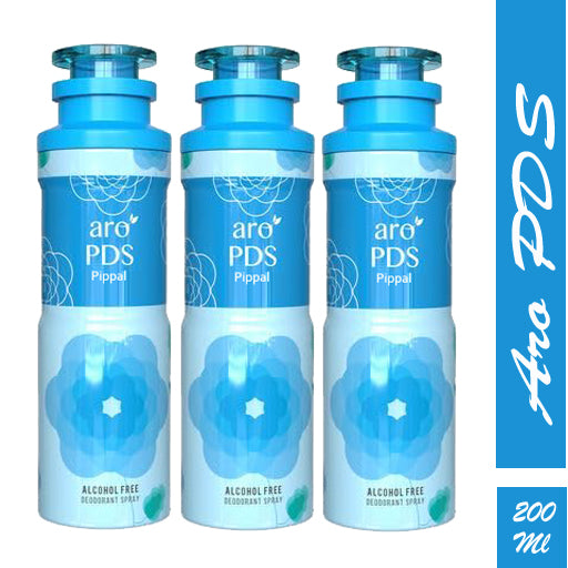 A pack of three 200ml Aro PDS alcohol-free deodorant spray bottles from 6255, featuring sleek, modern packaging.