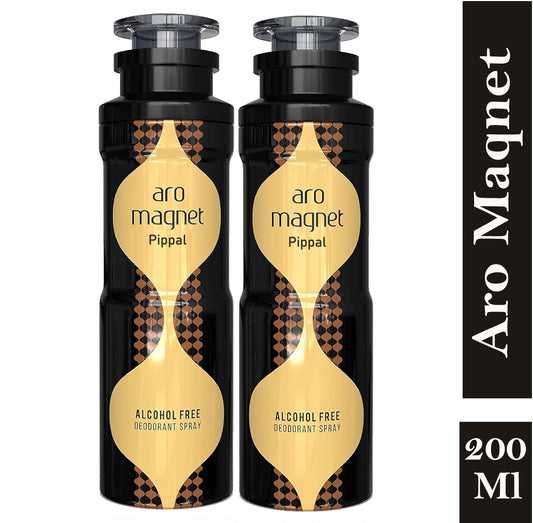 Aro Magnet alcohol-free deodorant spray in 200ml bottles, two-pack, with sleek packaging and spray nozzle from brand 6255.