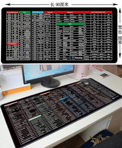 4485 Quick Key Super Large Anti-Slip Keyboard Pad with office software shortcuts pattern and non-slip base