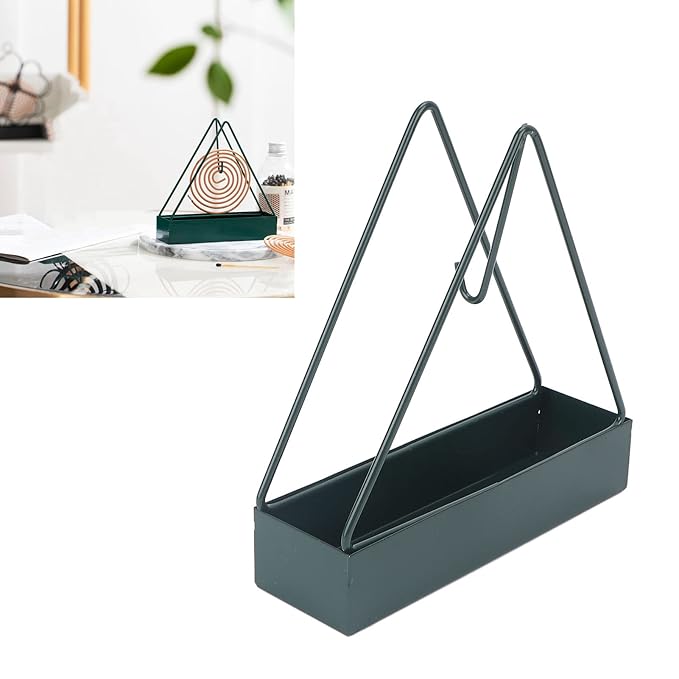 Triangular iron mosquito coil holder by 19357, designed for fire prevention and beauty salon use, with a decorative incense holder appearance.