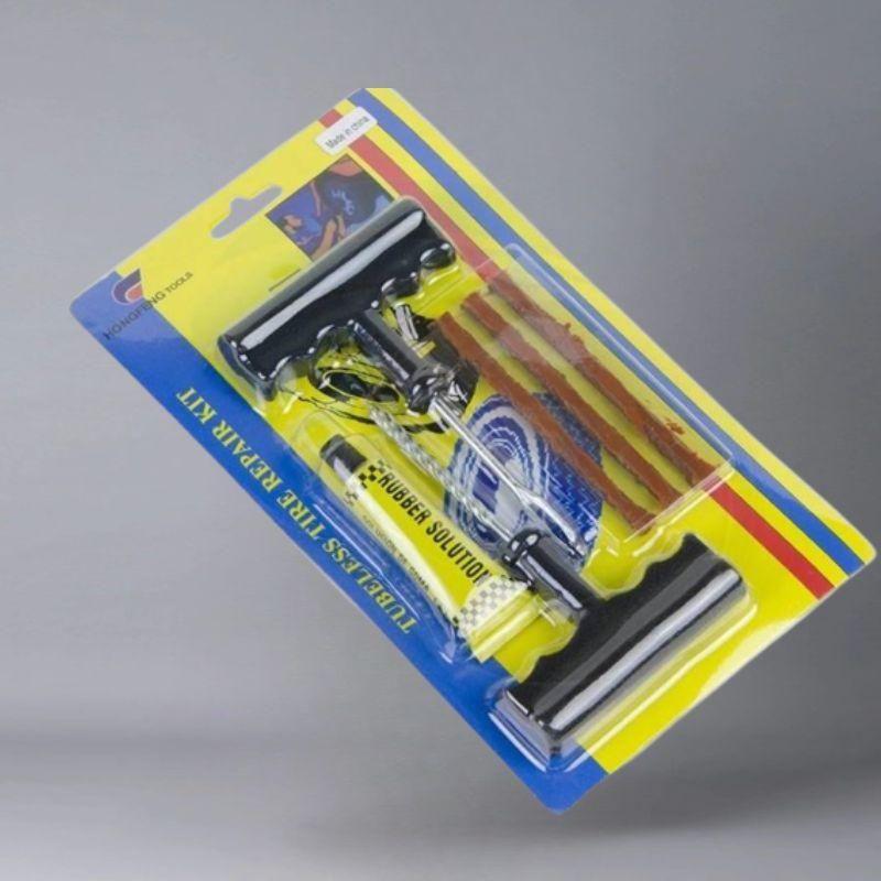 18057 tubeless tyre puncture repair kit with hand tools, including plugs and tools for quick tyre repairs