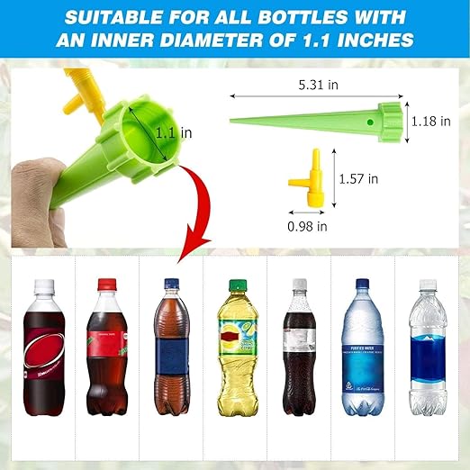 10-piece drip irrigation kit with self-watering spikes and control valve for automatic plant watering in home gardens.