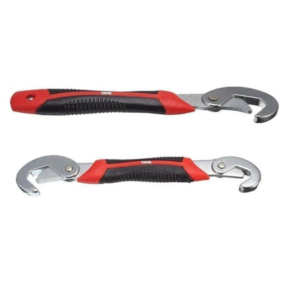 Set of two 18057 stainless steel adjustable wrenches with snap and grip open end, suitable for 9mm to 32mm nuts and bolts.