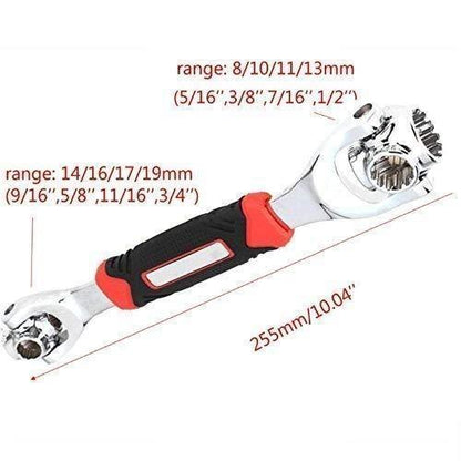 Universal 48-in-1 stainless steel spanner from 18057, versatile hand tool with adjustable wrench heads and multiple functions.