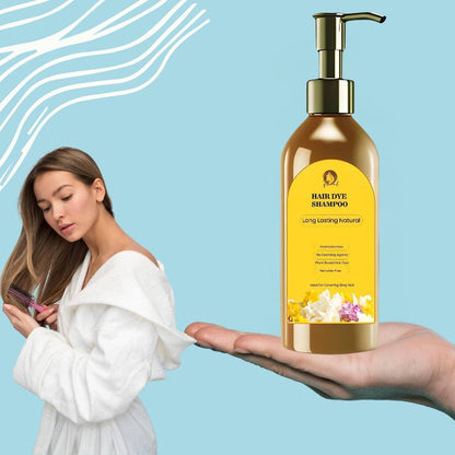 Long-lasting natural hair dye shampoo pack of 2 by 5912, showing the bottles with herbal-infused formula and vibrant hair color.