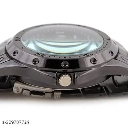 Luxury Arabic VVS Skeleton Automatic Men's Watch with black dial, Roman numerals, and stainless steel band.