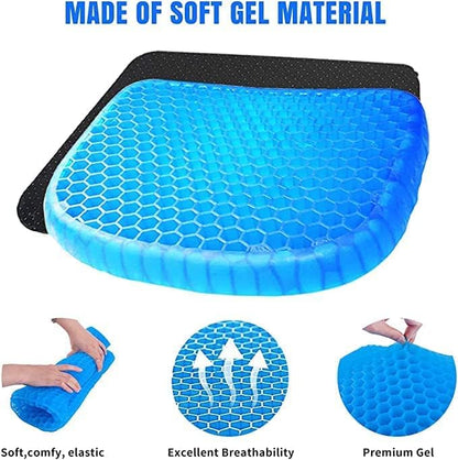Ergonomic egg gel seat cushion with breathable cover, providing pressure and tailbone pain relief for home chair use.