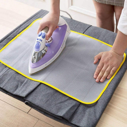 Ironing mesh protective insulation pad for irons, heat-resistant and breathable, model 19357, used for safe ironing.