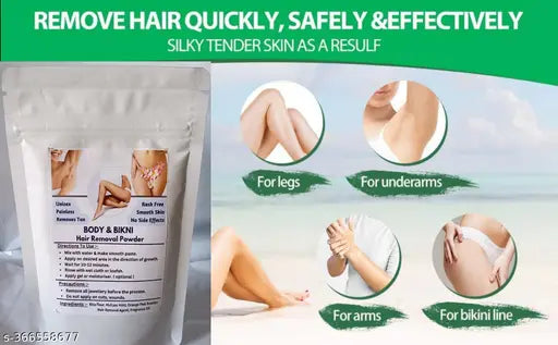 Body and bikini wax powder by 18223, a hair removal powder in a compact container, designed for smooth, hair-free skin.
