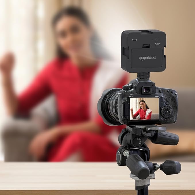 22927 camera video light with clip, 120 LED beads, cold shoe connectors, dimmable, rechargeable battery, perfect for photography and video.