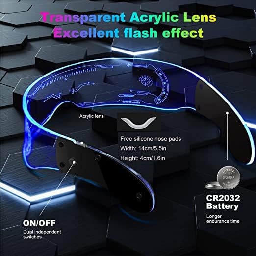 Women's LED sunglasses by 22123 with 7 color options, rectangular retro design, perfect for Halloween cosplay and parties.