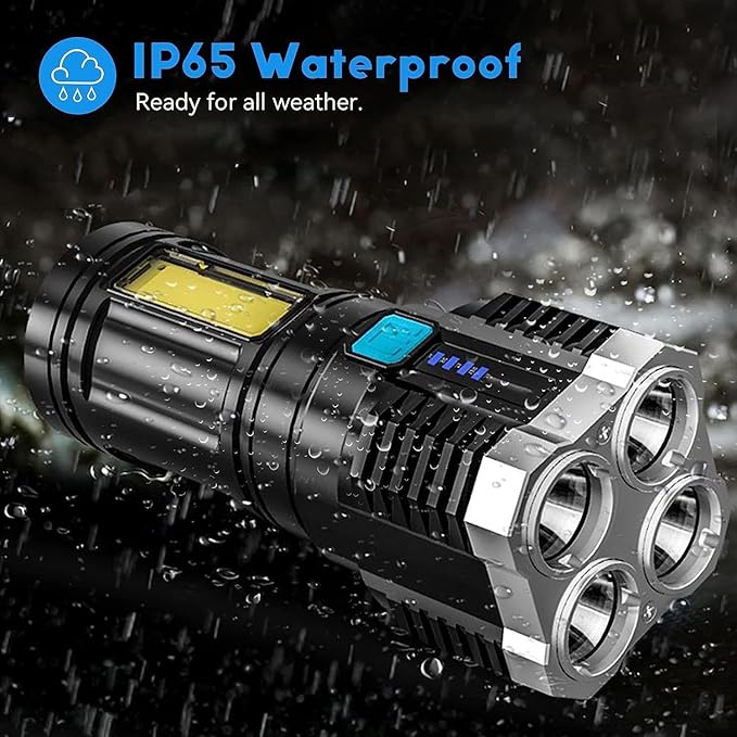 22927 4-in-1 LED rechargeable torch light with 3W beam, multiple modes, suitable for outdoor, indoor, hiking, and walking.