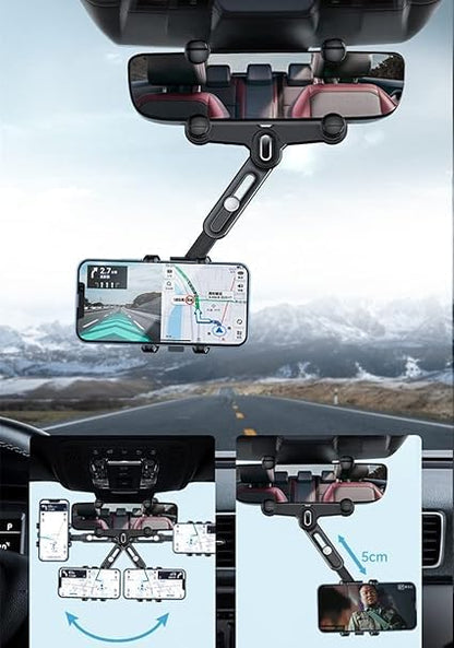 22927 car rear view mirror phone mount, universal rotatable holder for smartphones, compatible with 2024 vehicle models