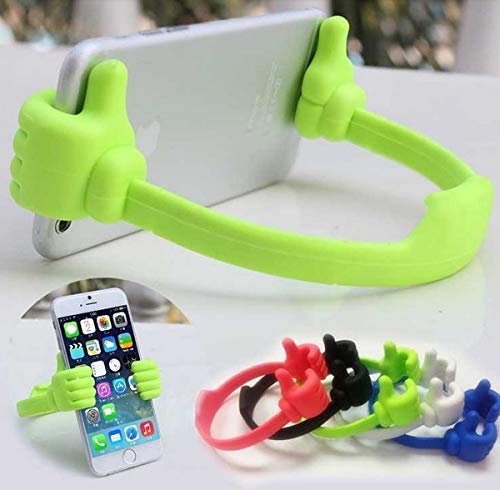 Universal flexible smartphone and tablet stand with thumb holder, adjustable mobile holder and mount for hands-free use.