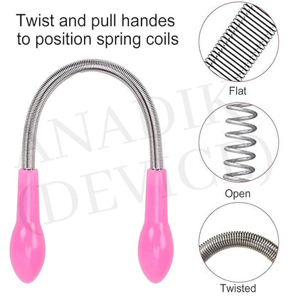 Two facial hair spring remover sticks for women, lightweight threading beauty tools for precise hair removal.