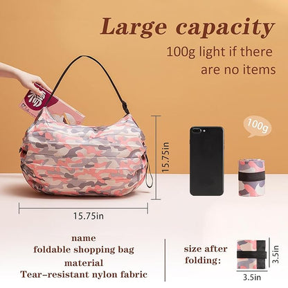 Foldable reusable shopping bag by 4485, large capacity portable grocery bag ideal for commuting, picnics, and camping storage.