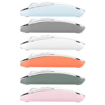 Transparent rechargeable computer mouse by 18049 with adjustable 1600 DPI, silent switch, Type-C port, and ergonomic design.