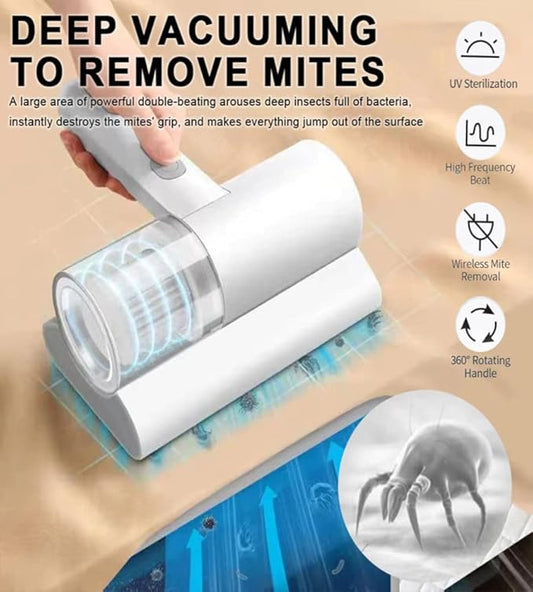 Handheld wireless vacuum cleaner with dust suction brush, rechargeable mite remover, portable vacuum accessories by 18049.