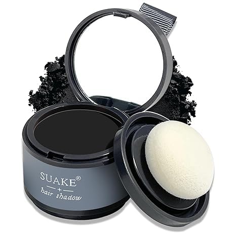 Hairline powder for root touch-up by 18049, close-up of hair top-up powder in a compact container.