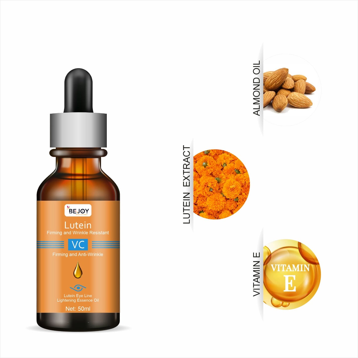 Lutein Firming and Anti-Wrinkle Cream, 50ML, showing the cream jar with skincare product packaging and labeling.