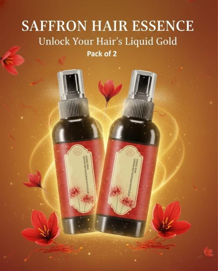 Two 100ml bottles of 1316 Saffron Essence Hair Spray, showcasing sleek packaging and spray nozzle.