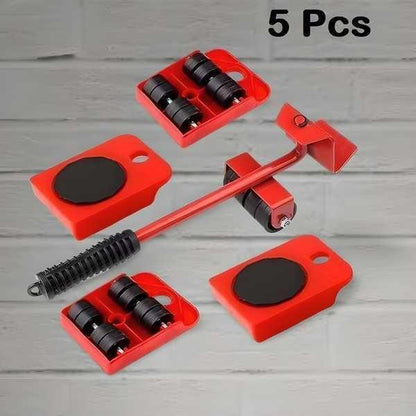 Heavy-duty furniture lifter mover tool set with wheel pads, used for shifting and lifting heavy furniture safely and easily.