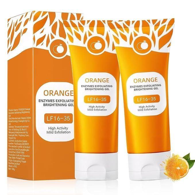 Orange Enzymes exfoliating brightening gel in a 100g tube, part of 18058's skincare creams, gels, and sprays line.