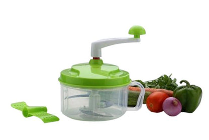 Wukusy 178 Kitchen Food Processor Chop N Churn with stainless steel blades and compact design on a countertop.