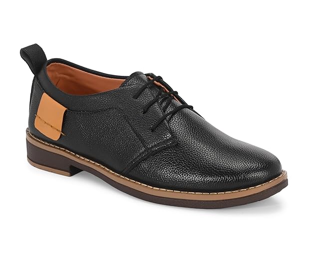 Black Kastava Preium Classic Elegance Derby for Men, men's casual shoes with a sleek, polished leather design.