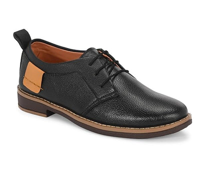 Black Kastava Preium Classic Elegance Derby for Men, men's casual shoes with a sleek, polished leather design.