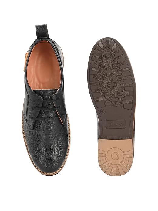 Black Kastava Preium Classic Elegance Derby men's casual shoes, stylish leather loafers with sleek design and comfortable fit.